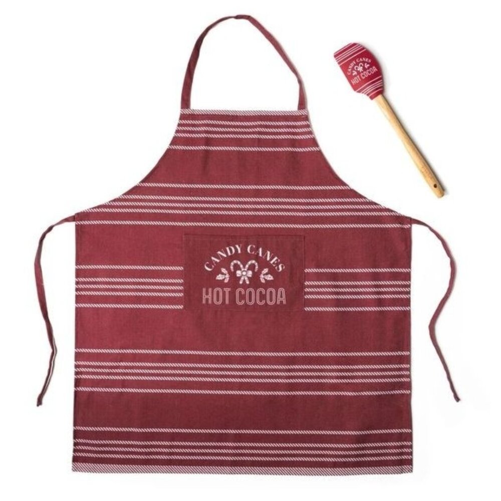 Holidays All-Purpose Apron & Spatula Set Hot Cocoa GREAT GIFT!